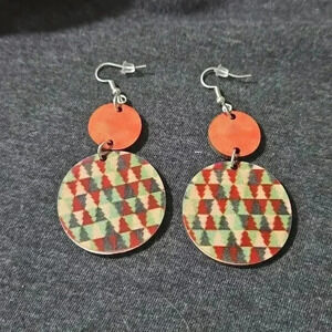 3 /$15 New Boutique Wooden Green & Red Christmas Tree Earrings